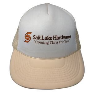 Mohr's Salt Lake Hardware Trucker Hat White Beige Mesh Back Snapback Cap OSFM
